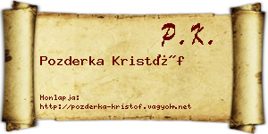 Pozderka Kristóf névjegykártya